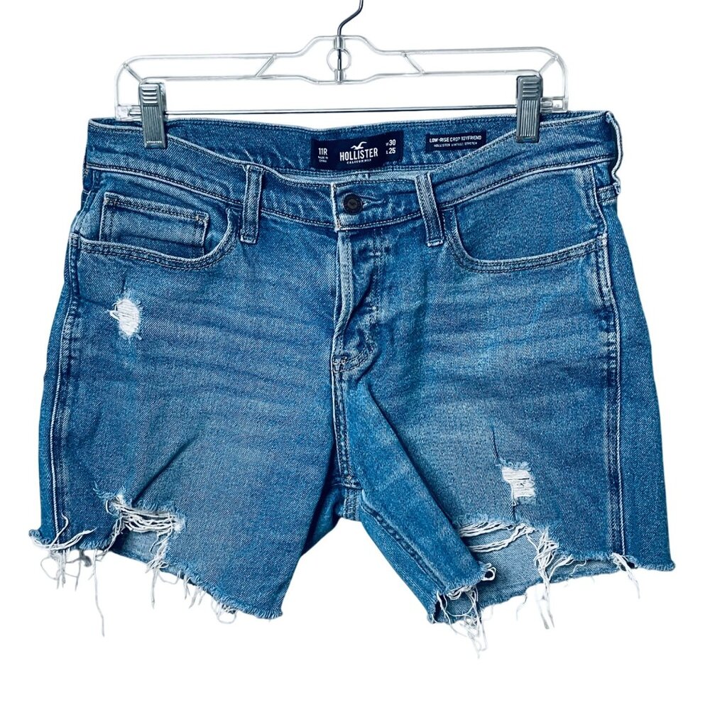Hollister Low Rise Cut Off Boyfriend Distressed Denim Shorts Women's Size 11